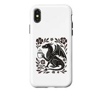 Custodia per iPhone X/XS Boho Drago Bere Caffè Folk Art Mitico Bestia