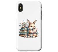 Custodia per iPhone X/XS Bookish Easter Bunny Reading Book Every Bunny Loves to Read