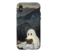 Custodia per iPhone X/XS Bookish Ghost Reading Book Reader Mountain Scene