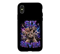 Custodia per iPhone X/XS Bootleg Six Seven Meme Space Galaxy - Simpatici gatti