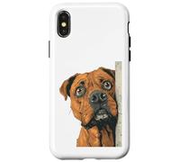 Custodia per iPhone X/XS Boxer curioso che sbircia gli amanti degli animali domestici