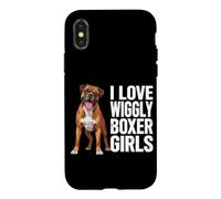 Custodia per iPhone X/XS Boxer divertente con scritta "I Love Wiggly Boxer"