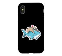 Custodia per iPhone X/XS Bradipo che riposa su uno squalo
