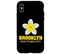 Custodia per iPhone X/XS Brooklyn New York City Tropical Yellow Frangipani Flower