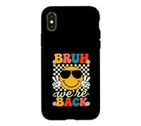 Custodia per iPhone X/XS Bruh We're Back To School Vintage Peace 70s Scacchiera
