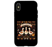 Custodia per iPhone X/XS Buon Ringraziamento Oche autunno raccolto Goose fan