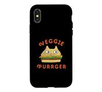 Custodia per iPhone X/XS Burger Cat Veggie Purrger Vegano Vegetariano Dieta a base vegetale