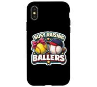 Custodia per iPhone X/XS Busy Raising Ballers Softball Baseball Padre Papà Bambini Papà