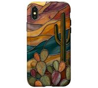 Custodia per iPhone X/XS Cactus di vetro colorato Artful Trendy