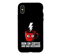 Custodia per iPhone X/XS Caffeine Addict Humor Run On Coffee And Bad Decisions