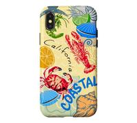 Custodia per iPhone X/XS California Coastal Seafood Collage Retro Beach Food Art
