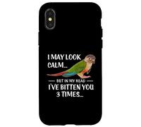 Custodia per iPhone X/XS Camicia verde Cheek Conure I May Look Calm Conure