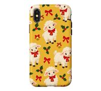 Custodia per iPhone X/XS Campana con fiocco di agnello giallo senape rosso per Natale