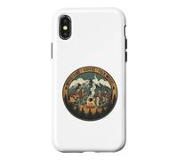Custodia per iPhone X/XS Camping Vacation Mountains Coffee And Folk Music