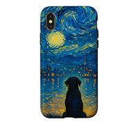 Custodia per iPhone X/XS Cane Labrador Retriever nero che guarda il cielo di Van sull'acqua