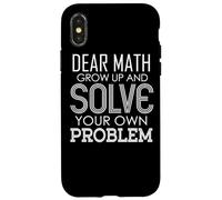 Custodia per iPhone X/XS Cara matematica, cresci e risolvi i tuoi problemi Algebra Gray
