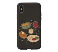 Custodia per iPhone X/XS Carini personaggi Doodle cena del Ringraziamento