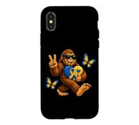 Custodia per iPhone X/XS Carino Bigfoot con occhiali da sole supporto per la consapevolezza della sindrome di Down