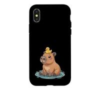 Custodia per iPhone X/XS Carino Capibara e Anatra Best Friends Amante degli Animali