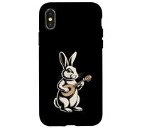 Custodia per iPhone X/XS Carino coniglio mandolino che suona musica coniglietto pasquale