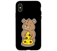 Custodia per iPhone X/XS Carino Orso Cucciolo Abbracciare Pizza Slice