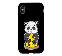 Custodia per iPhone X/XS Carino Panda che abbraccia la fetta di pizza