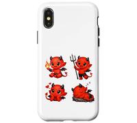 Custodia per iPhone X/XS Carino Rosso Baby Devil Character Set Forme Mania