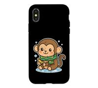 Custodia per iPhone X/XS Carino Scimmia Inverno con Banana