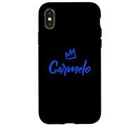 Custodia per iPhone X/XS Carmelo il re/corona blu e nome per gli uomini chiamato Carmelo