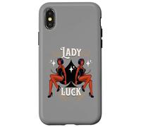 Custodia per iPhone X/XS Casinò vintage retrò Rockabilly Devil Girl Lady Lucky Spade