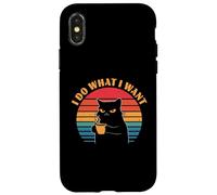 Custodia per iPhone X/XS Cat Coffee Moody Kitty Morning Cafe Mom