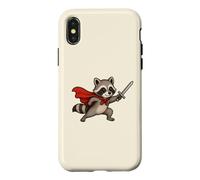 Custodia per iPhone X/XS Cavaliere procione carino con spada e mantello Fantasy Adventure