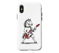 Custodia per iPhone X/XS Cavallo roccia stile divertente cavallo che suona la chitarra Rocker