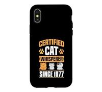 Custodia per iPhone X/XS Certificato Cat Whisperer Since 1977 Cat Theme Birthday Year