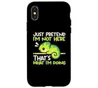 Custodia per iPhone X/XS Chameleon not here funny animal quote for antisocial