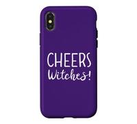 Custodia per iPhone X/XS Cheers Witches Womens Funny Witch Halloween Drinking Witchy