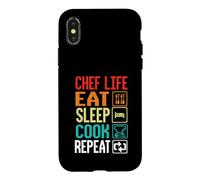 Custodia per iPhone X/XS Chef Life Eat Cook Repeat Funny Cooking Chefs Lover