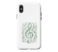 Custodia per iPhone X/XS Chiave di Violino Floreale Vintage Nota Musica