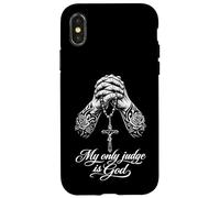 Custodia per iPhone X/XS Chicano tatuato Il mio unico giudice è Dio che prega le mani