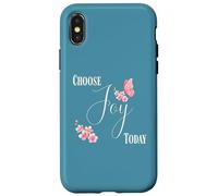Custodia per iPhone X/XS Choose Joy Today Farfalla Floreale Citazione
