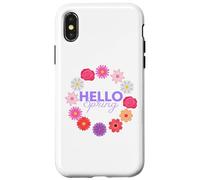 Custodia per iPhone X/XS Ciao Primavera Sole Sole Fiore Donna Pasqua Festa della Mamma