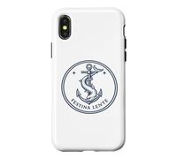 Custodia per iPhone X/XS Citazione Latina Festina Lente Ancora e Delfino Emblema