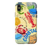 Custodia per iPhone X/XS Coastal Lighthouse Sailboat Ocean Sunset Scenic Artwork