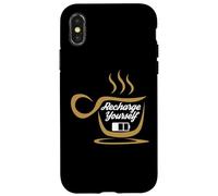 Custodia per iPhone X/XS Coffee Recharge Yourself Funny Cafeine Baristas Coffee Lover