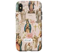 Custodia per iPhone X/XS Collage cristiano cattolico floreale vintage della Vergine