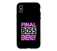 Custodia per iPhone X/XS Colore Rosa Final Boss Energy Grafica Rosa