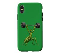 Custodia per iPhone X/XS Comic Praying e Mantis Sollevamento Pesi Allenamento Design