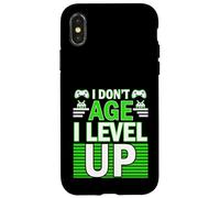 Custodia per iPhone X/XS Compleanno Umorismo Non invecchiare Livello Up Giocatore Compleanno