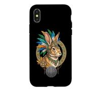 Custodia per iPhone X/XS Coniglio azteco Messico Azteco Tribale Antica Civiltà
