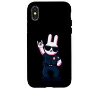 Custodia per iPhone X/XS Cool Bunny Police Rabbit Rock On Animal Graphic Officer